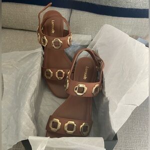 Larroude Brown Leather Sandles (Size 8)